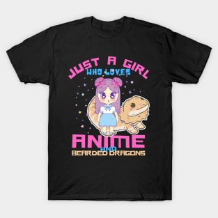 Just A Girl Who Loves Anime And Bearded Dragons T-Shirt